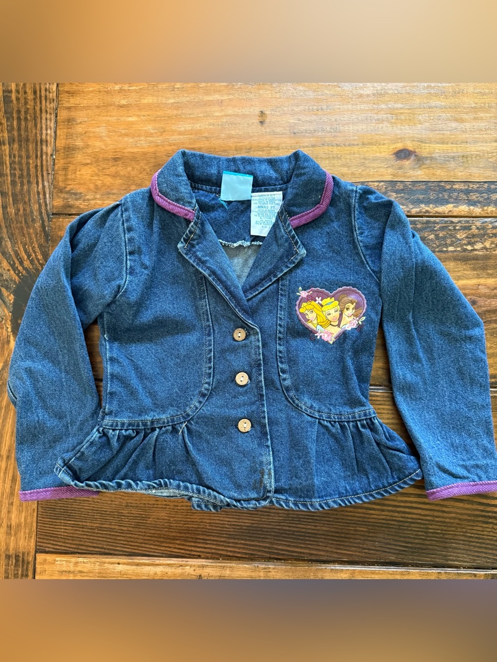 Disney  Princess Denim Jacket Girls 3T Embroidered Vintage Y2K Corduroy Aurora,